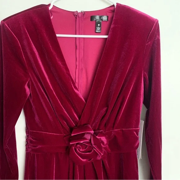 Aqua Velvet Rosette Bodycon Dress - Picture 7 of 13